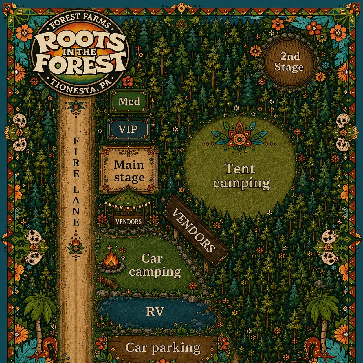 Roots in the Forest festival grounds map